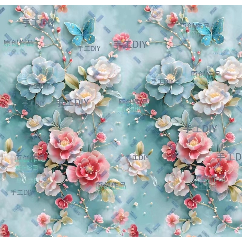 【主播推荐】新款防水布立体仿绣手工diy布布艺用品