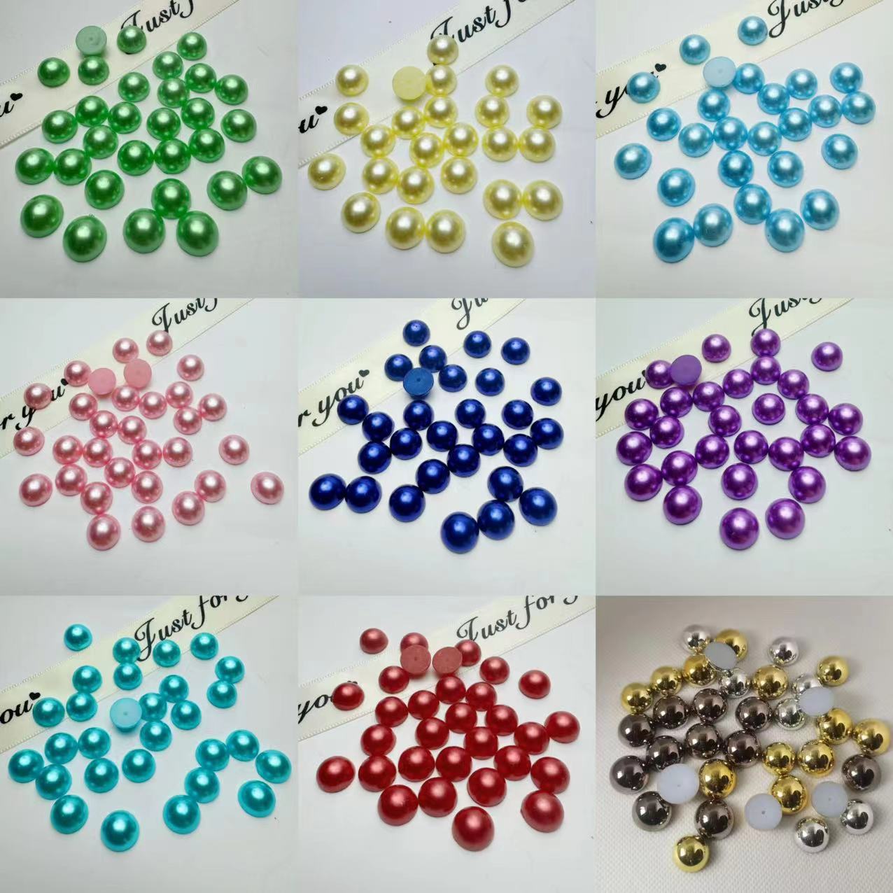 【兮子家】新款彩色金色银色半圆diy仿珍珠贴片半面珠