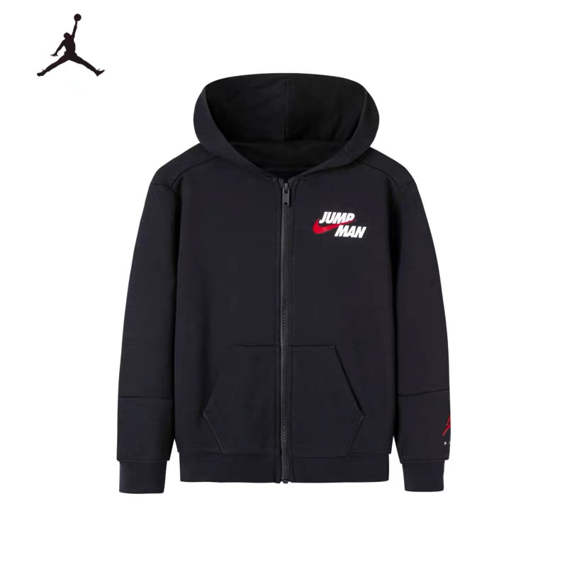 Nike Air Jordan 耐克童装开衫连帽儿童卫衣春秋男童线圈外套