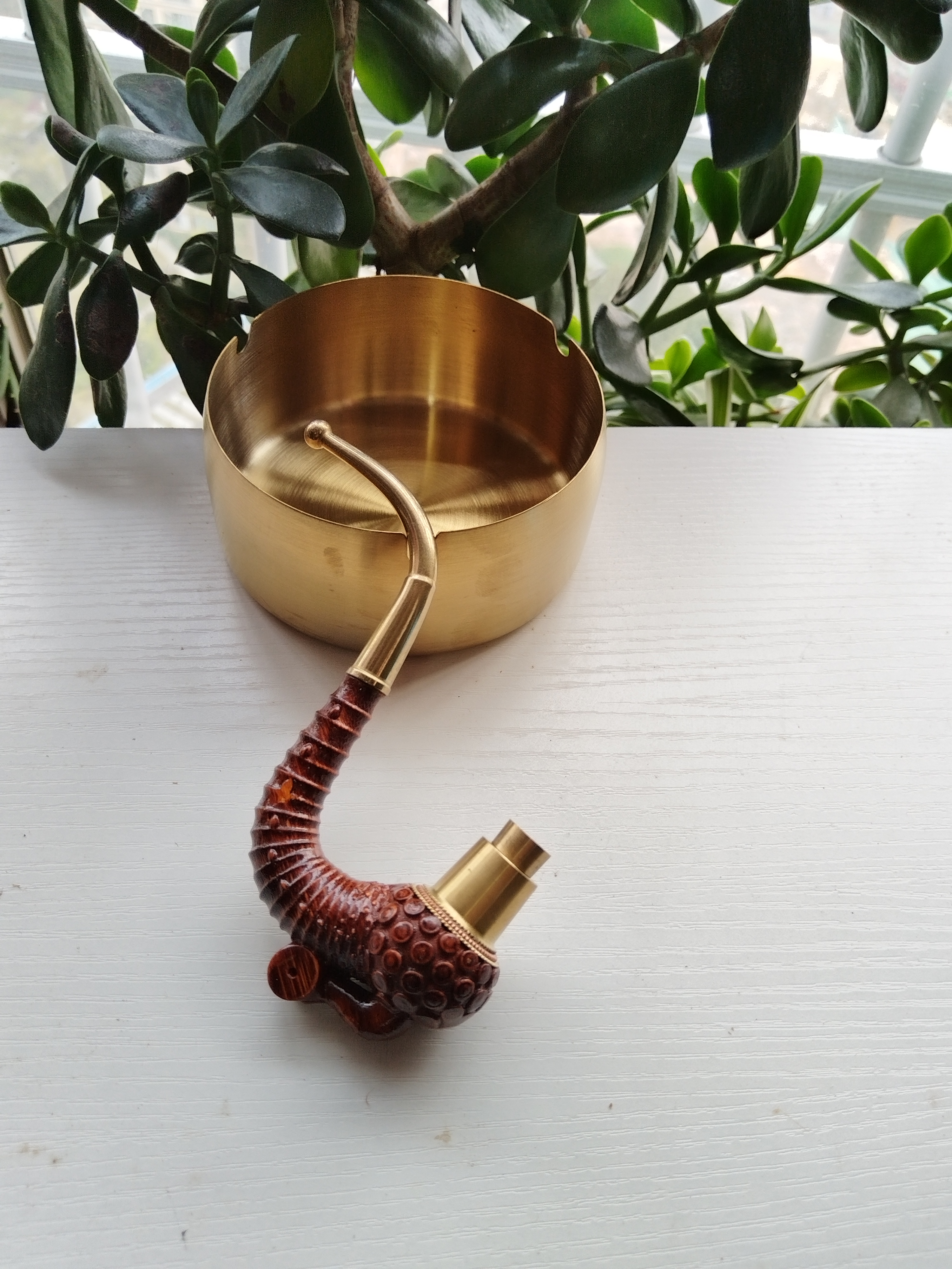 小烟斗实心丱雕刻小烟斗长15公分左右