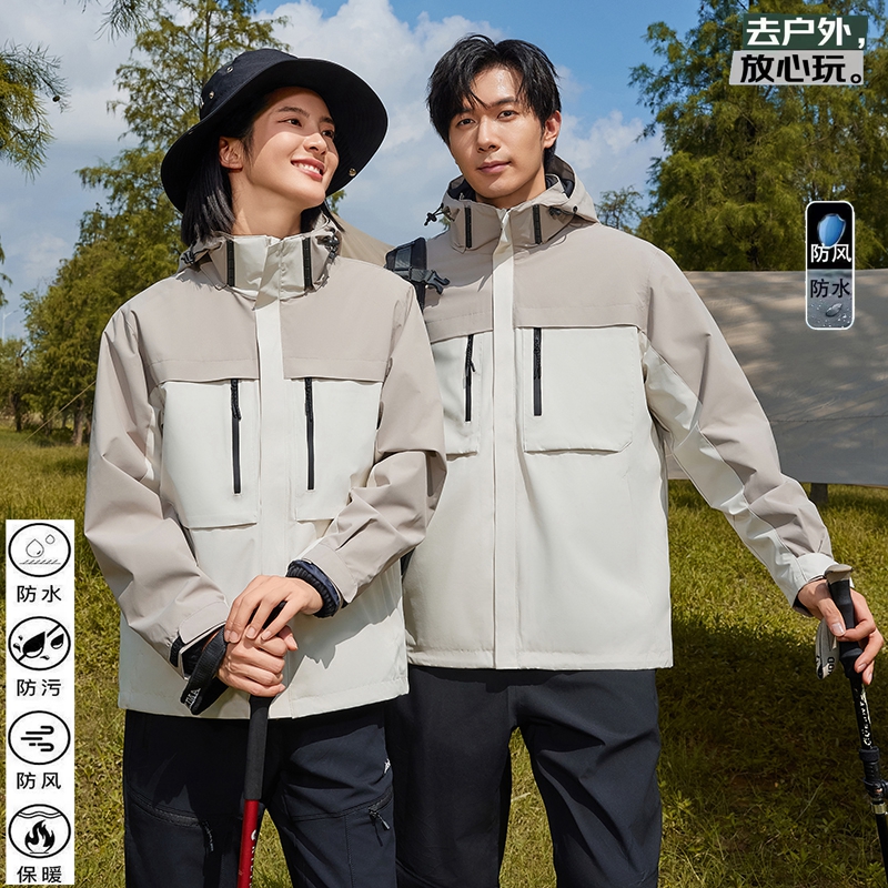 新款冲锋衣男女山森系户外三合一可拆卸防水防风保暖登山服内胆厚