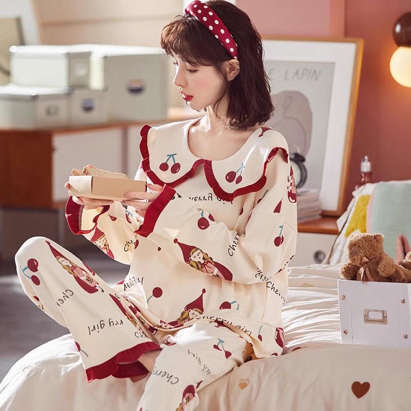 春秋季棉质超大码睡衣女200斤长袖女士加肥家居服220斤XXXXXXL6XL