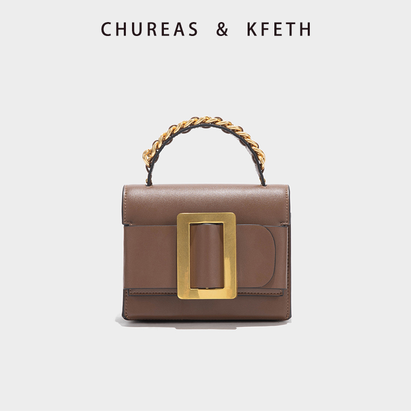 CHUREAS&KFETH简约百搭复古金属方扣手提小方包单肩时尚斜挎包