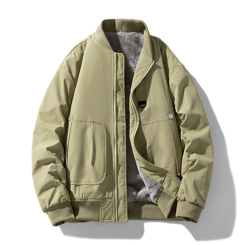 加绒加厚夹克冬季男士新款个性时尚潮流百搭宽松防风防水保暖外套