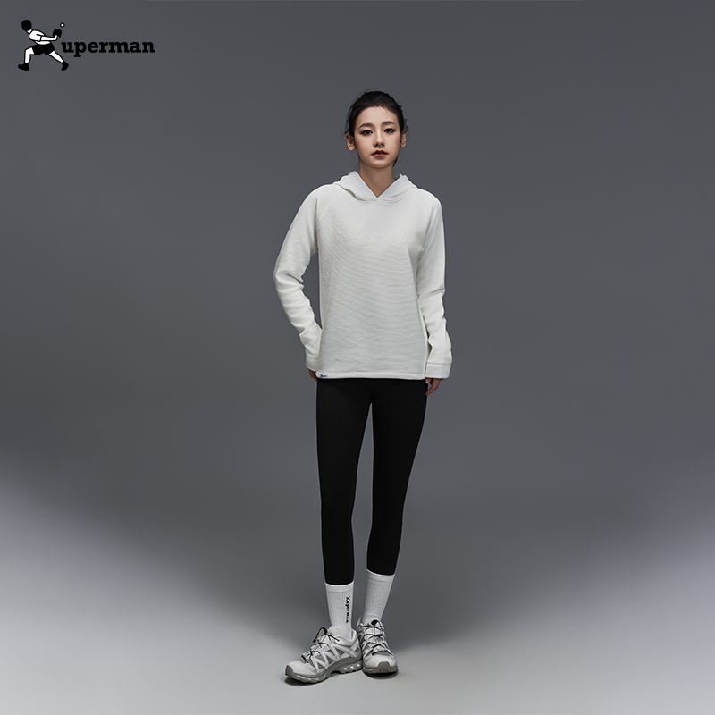 Xuperman运动玩咖华夫格抓绒连帽卫衣男女通款秋冬潮流