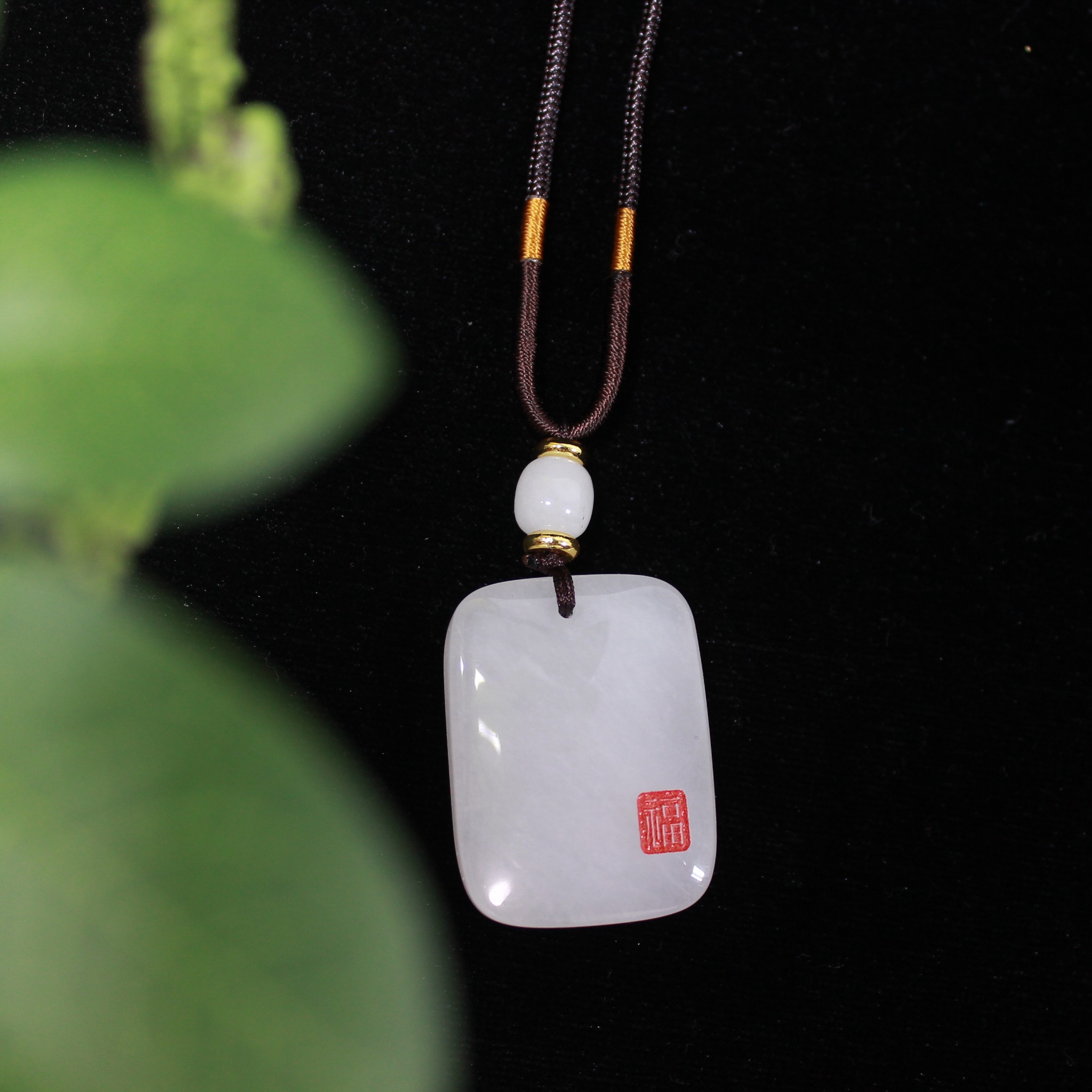 天然新疆金丝玉男女同款平安无事牌福气满满玉吊坠颈饰玉石直播白