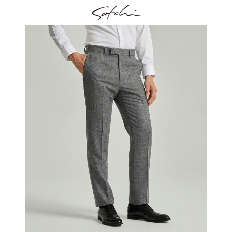 【绒面绵羊毛】Satchi男装男士西裤秋季新款直筒高端商务裤子男
