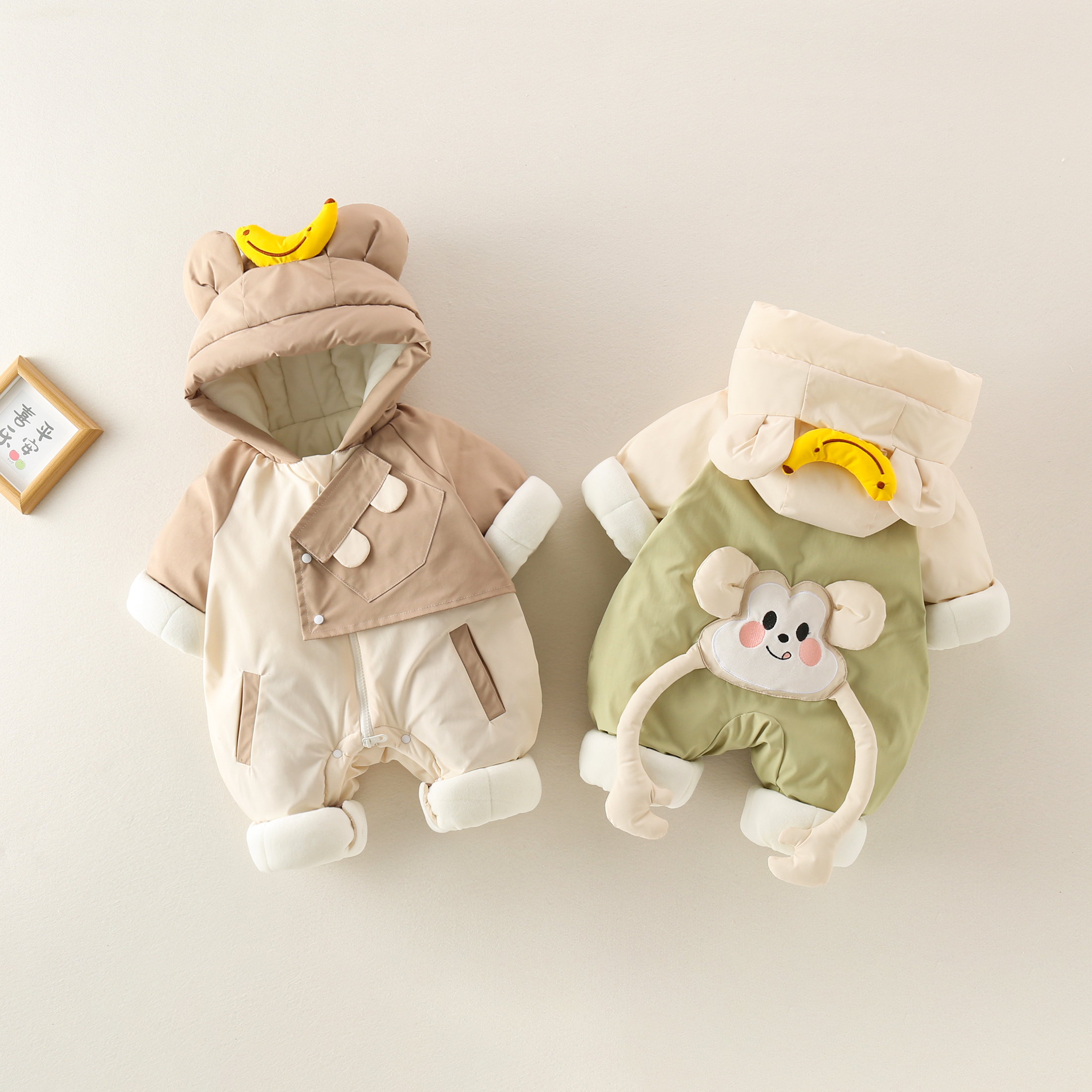 【笑脸猴】新生婴儿衣服冬装可爱超萌宝宝冬季外出服幼儿加厚棉服