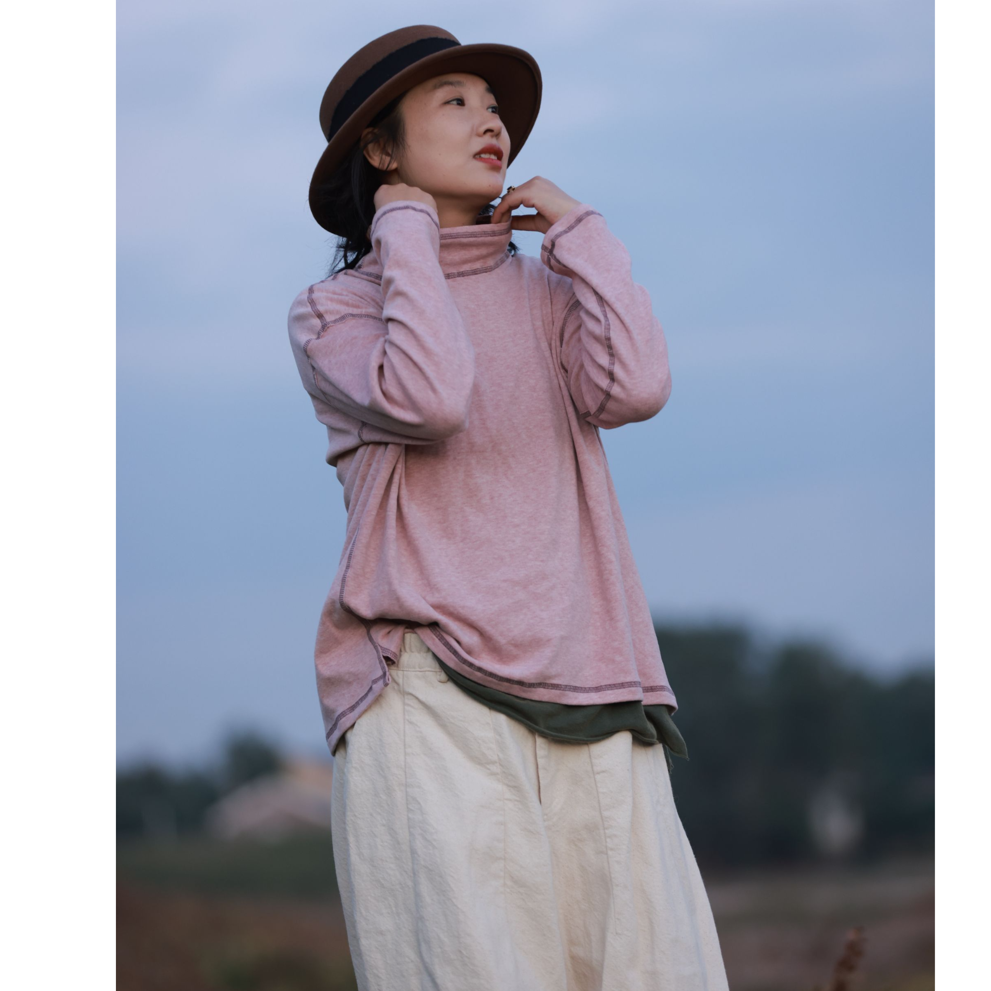 西子分享 6887 古蘭木 水洗 秋冬 纯色 百搭【打底衫】