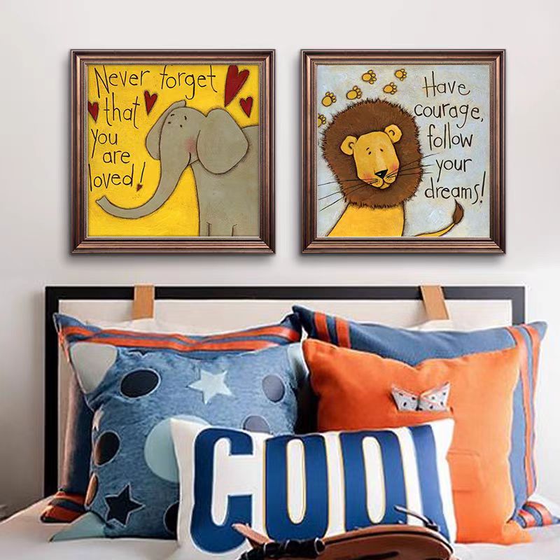 砂岩美式儿童卧室装饰画女孩男孩床头挂画