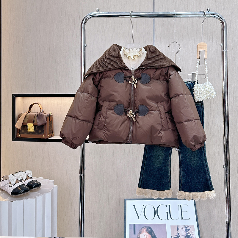 女童冬装套装2023新款儿童冬款棉衣加厚女宝宝加绒外套秋冬季棉服