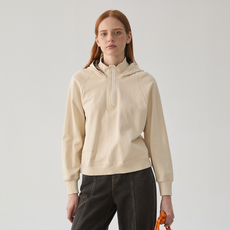 谜底连帽卫衣女2024冬新品简约休闲风双层领设计感上衣244MV1668