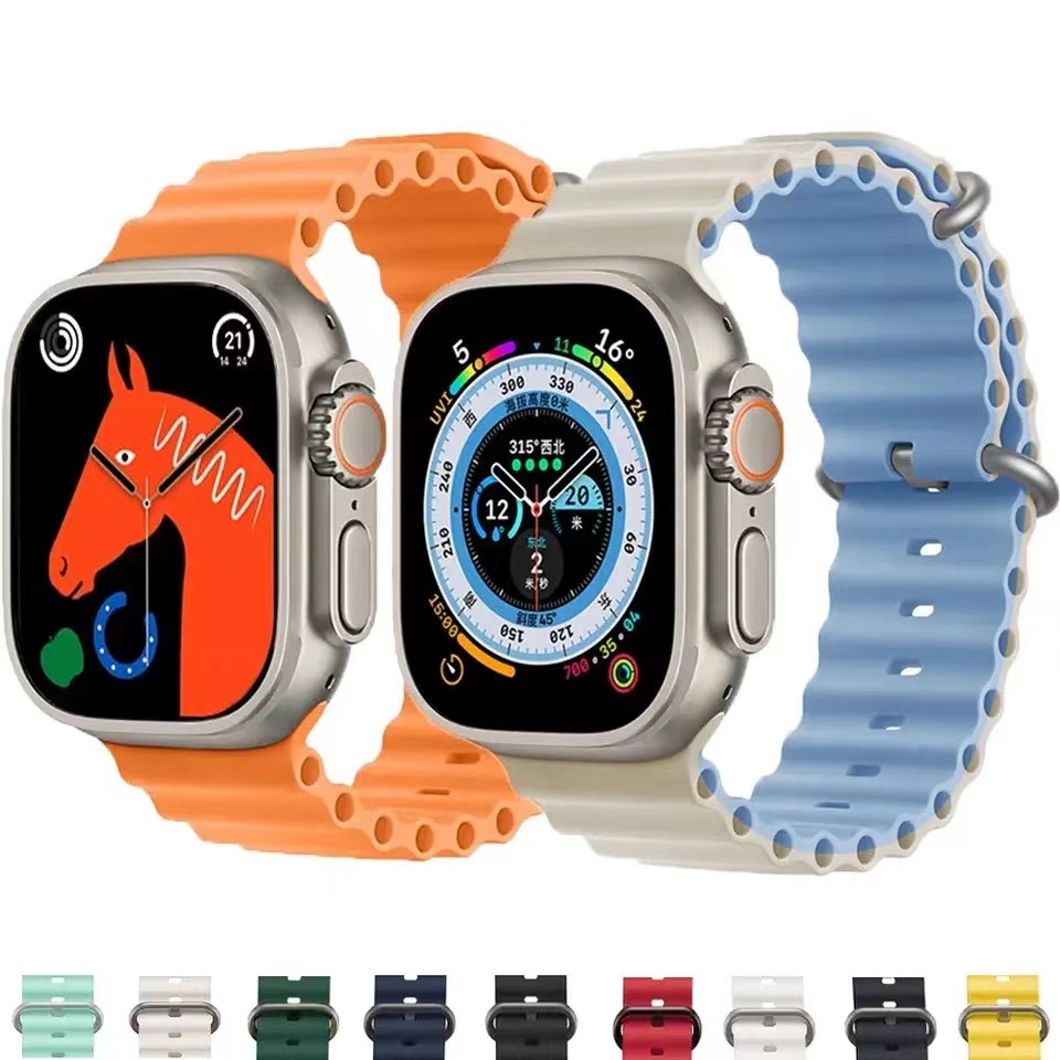 新款双扣Ultra海洋硅胶表带 适用苹果表带 iwatch1-8代通用批