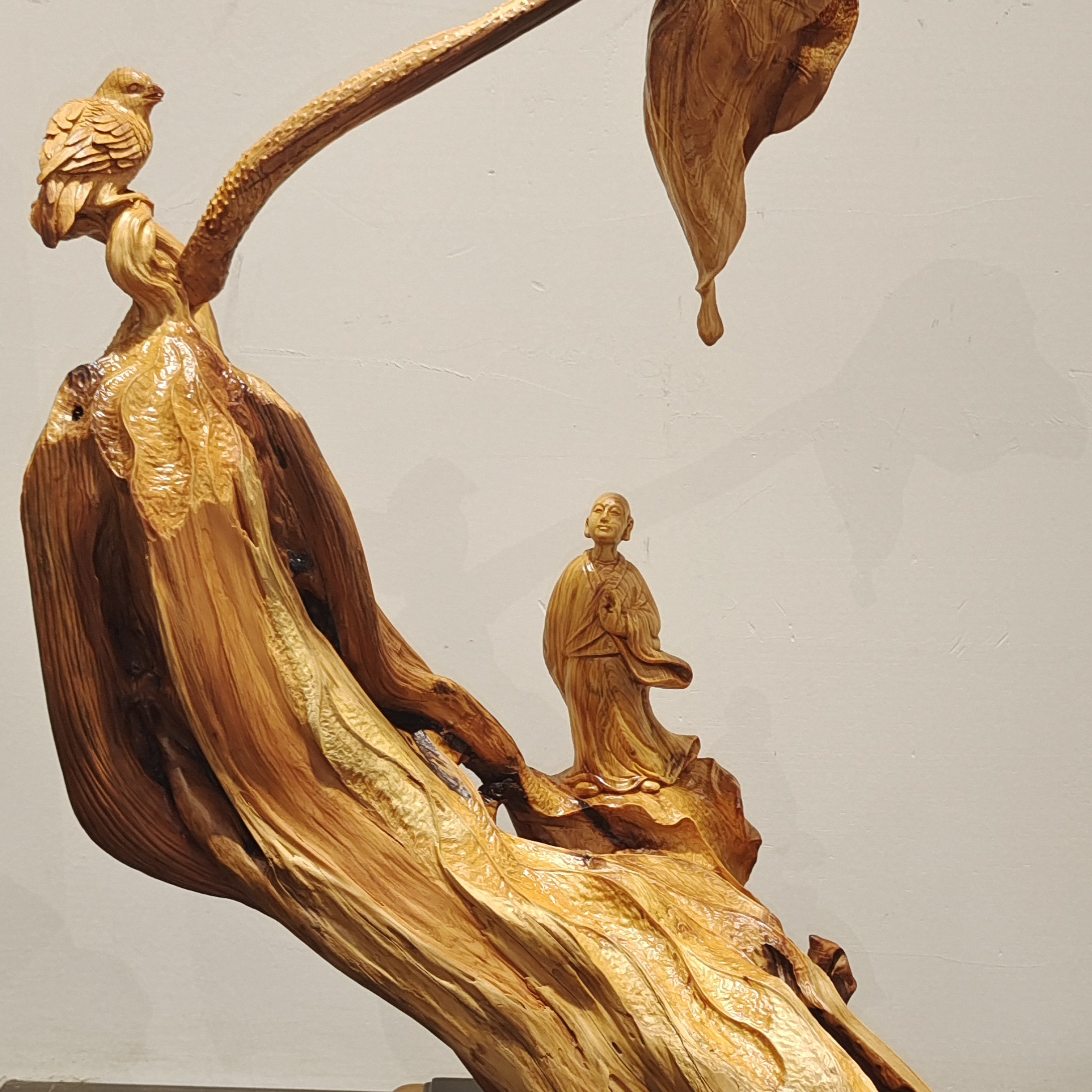 源根园 崖柏根雕 听手工木雕工艺品木制木头