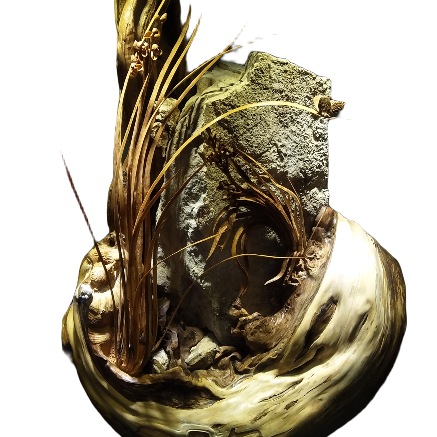 天然崖柏根包石大坨材料 花鸟雕刻艺术精品 落地木雕摆件木制