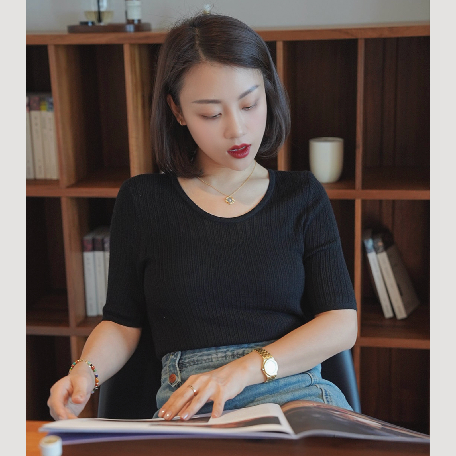 XIYE&W【大U领T】纯色百搭上衣