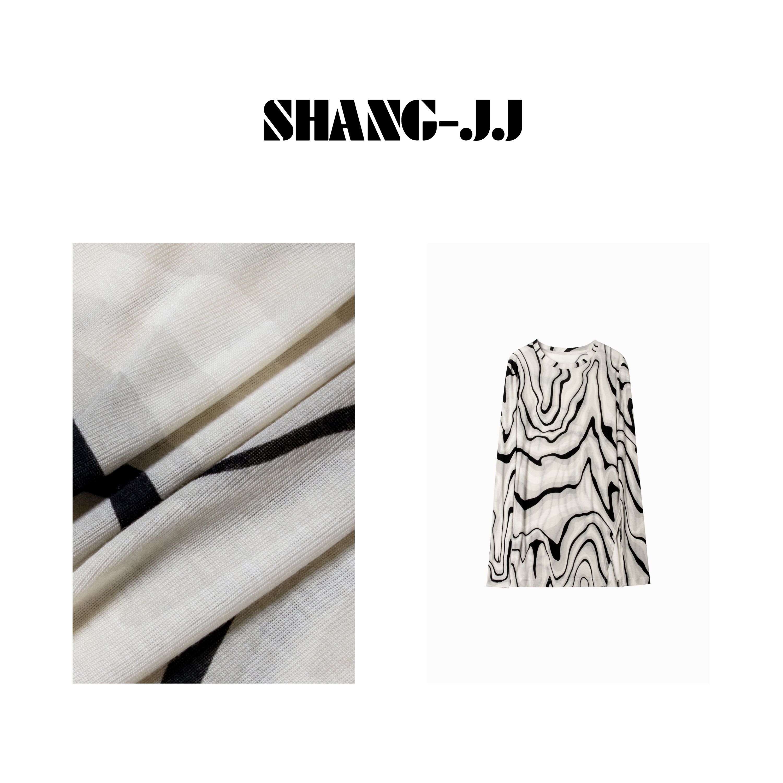 SHANG-JJ【墨影】24新款时尚设计师款水墨印花百搭长袖T恤q131408p