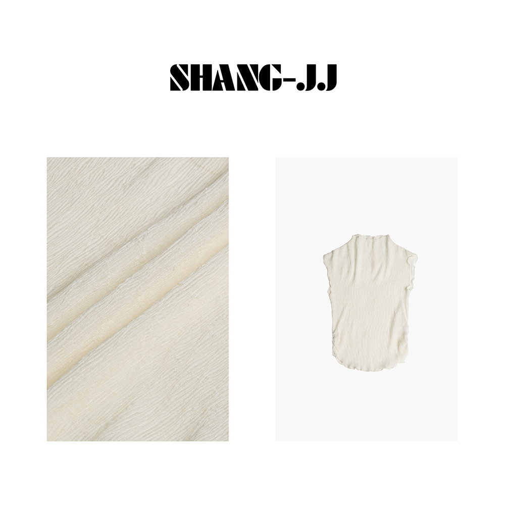 SHANG-JJ【褶皱T】24新款时尚百搭设计师高级褶皱纯色短袖q131323p