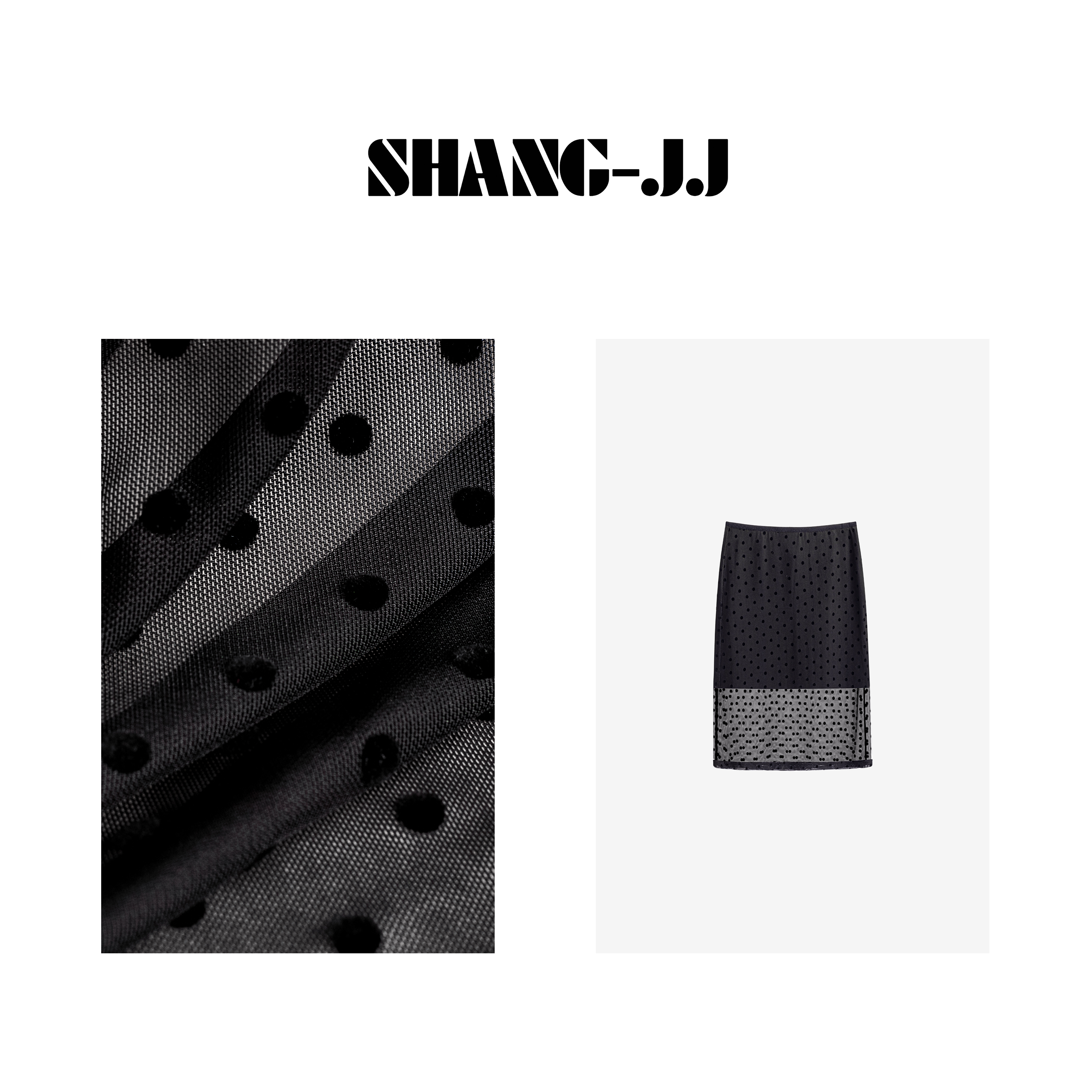 SHANG-JJ【波点重现】莫醋罗马面料混纺亲肤舒适波点半裙q131596p