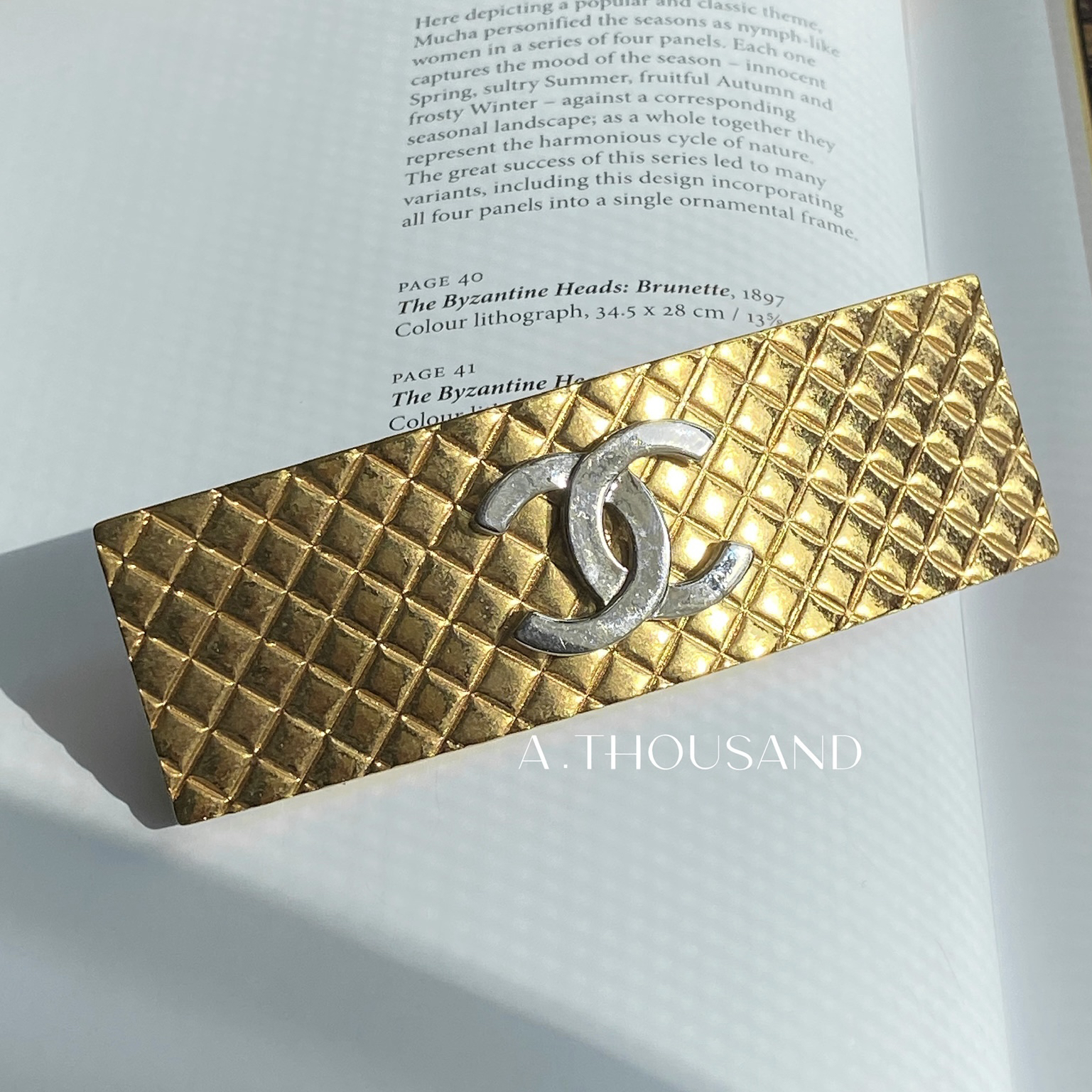 95新 Chanel/香奈儿 98P金色菱格银色双C发夹-58535022