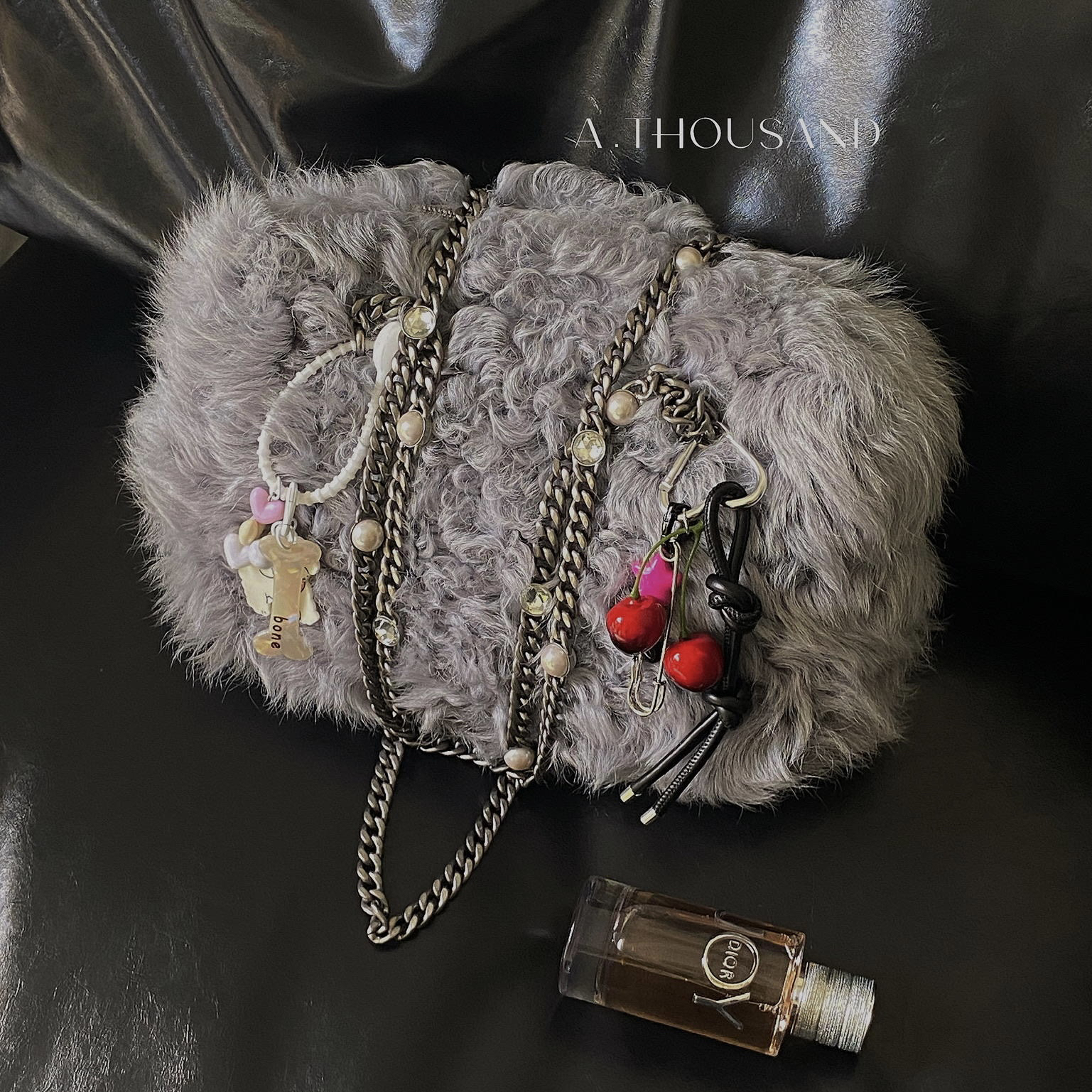 95新 MIU MIU/缪缪 miumiu宝石珍珠链小托特单肩包 70782710
