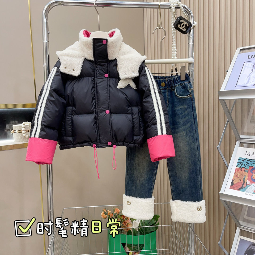 巴拉巴拉女童冬款棉衣套装2023新款儿童冬季棉服外套中大童加绒加