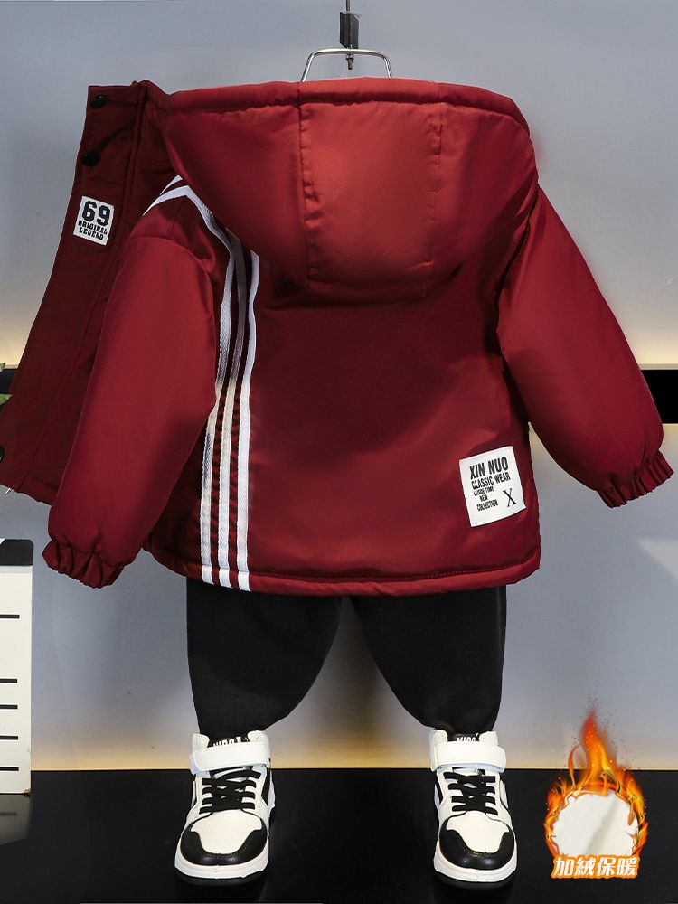 巴拉巴拉男童加绒加棉派克服2023新款洋气休闲中小童加厚外套小男