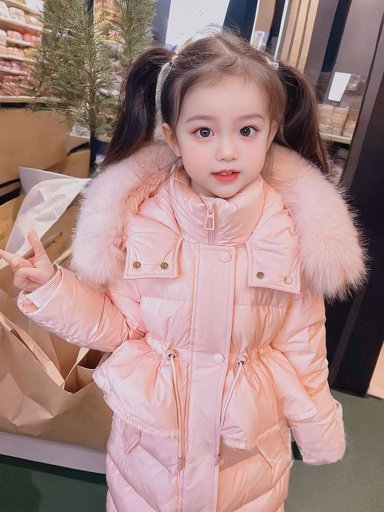 巴拉巴拉女童羽绒棉服冬季2023新款洋气中长款棉衣棉袄收腰加厚连