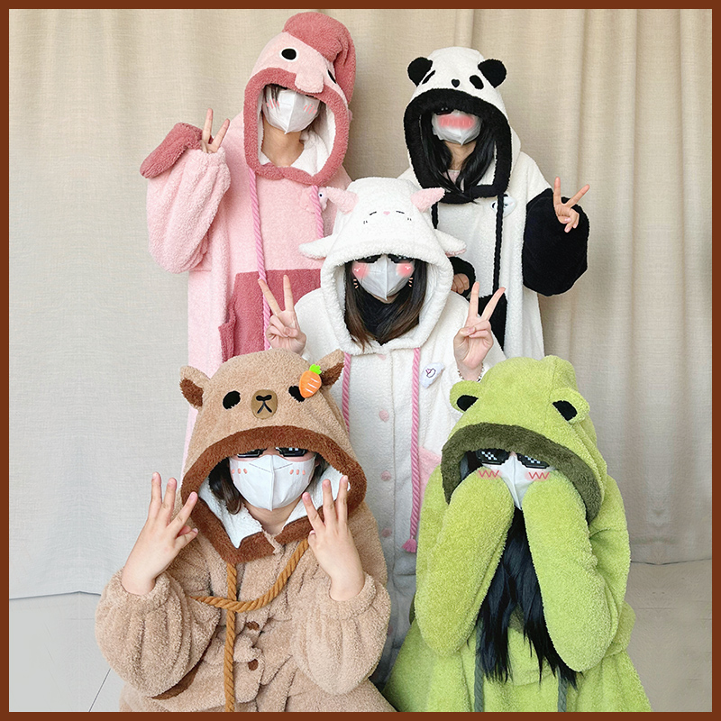 【团团系列】withpuji原创设计可爱动物双面绒居家服保暖冬lolita