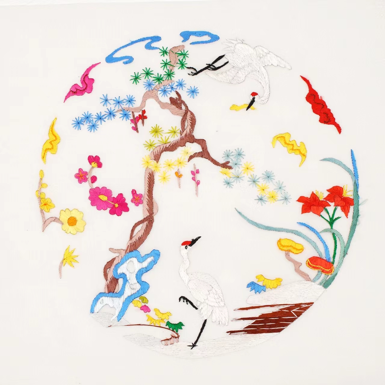 苏绣手工刺绣真丝双面国风挂画绣片可制作团扇挂画灯罩