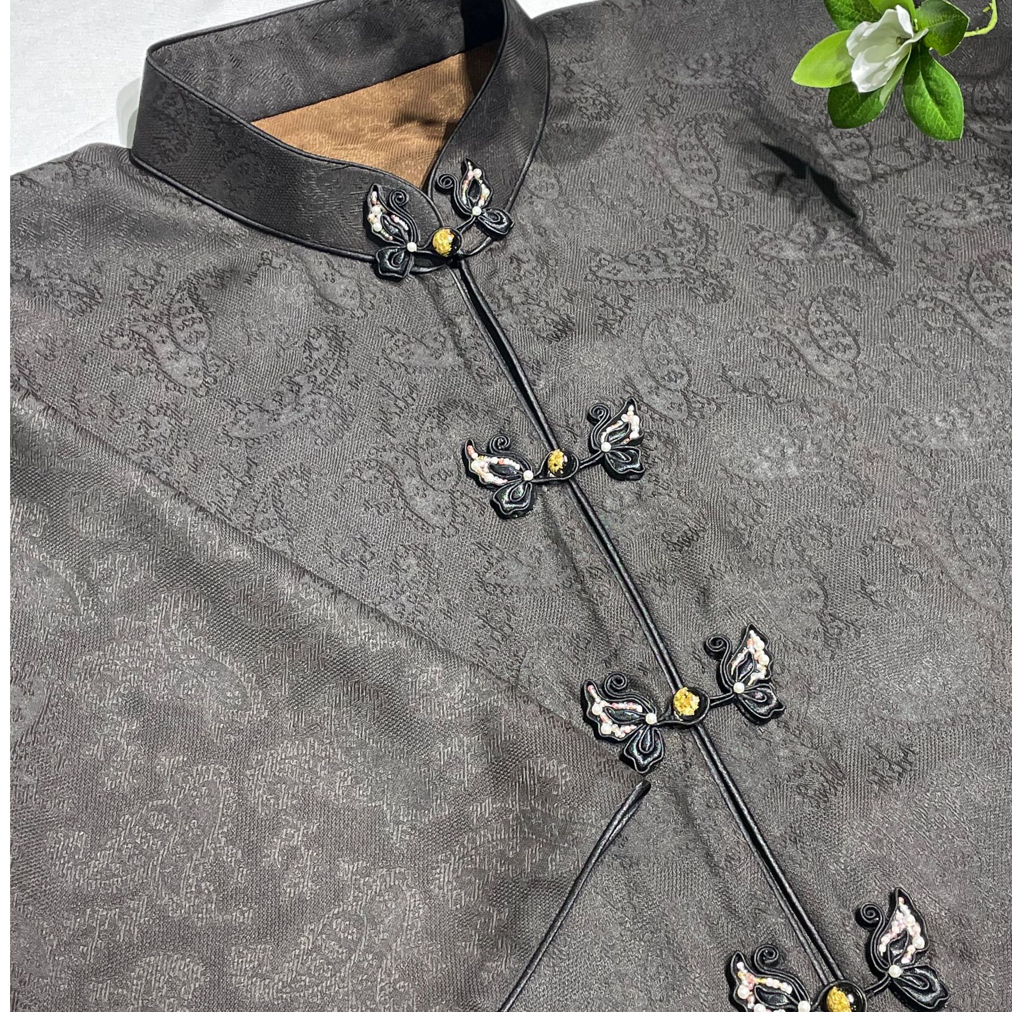 纯手工香云纱蝴蝶扣上衣外套