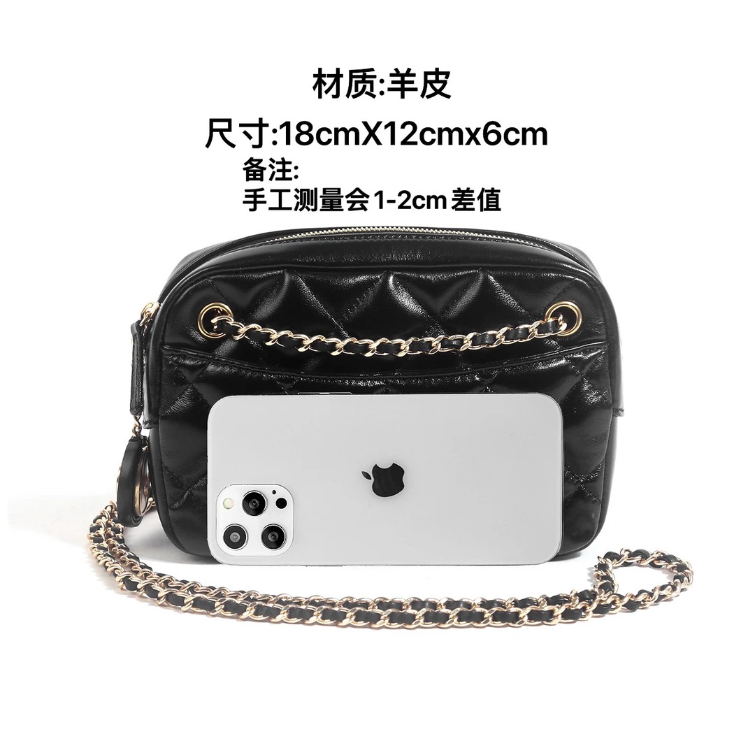 halfway   DF-080百搭相机包肩包休闲漆皮黑白