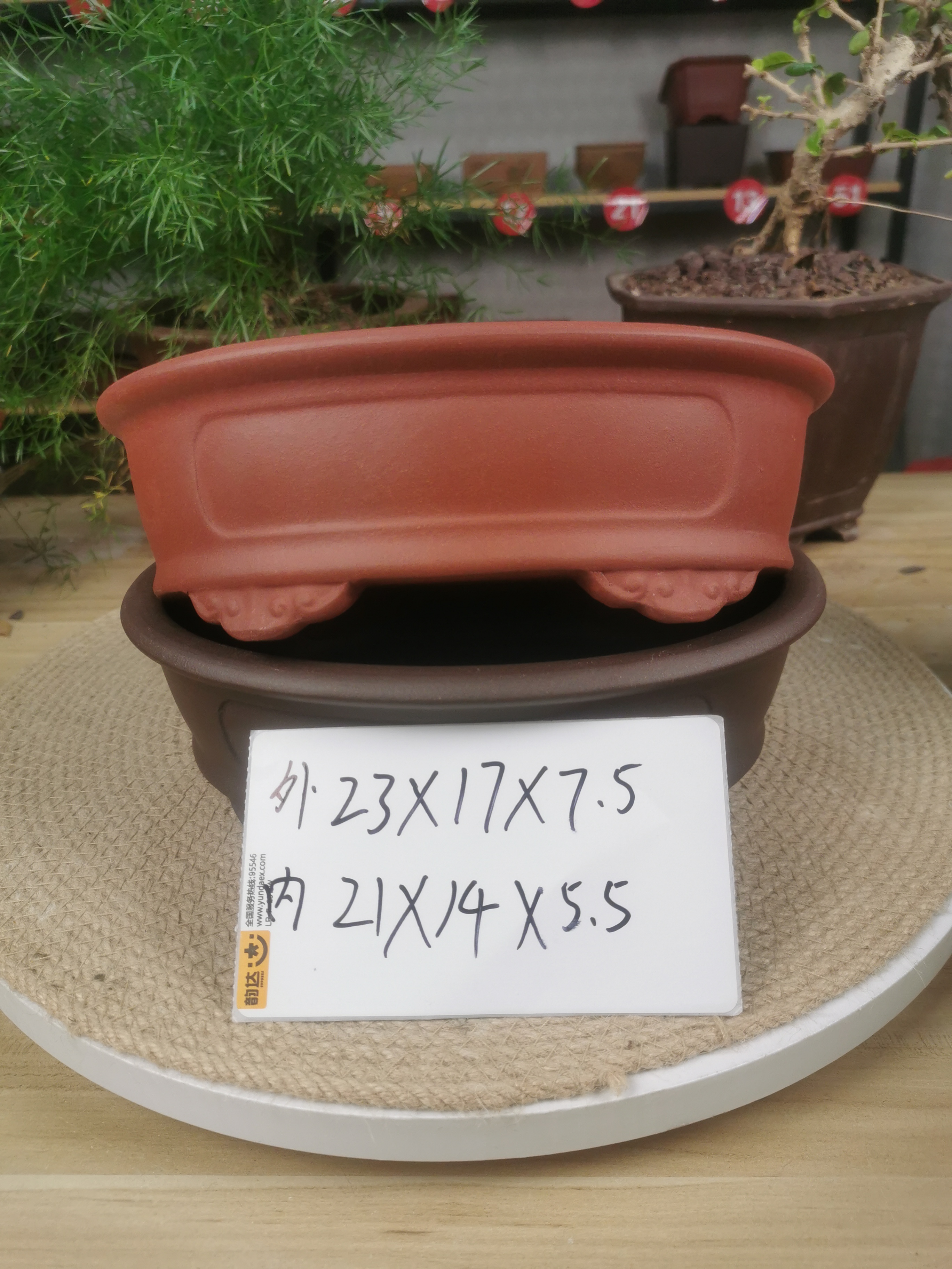 紫砂花盆椭圆复古仿古盆景桌面装饰