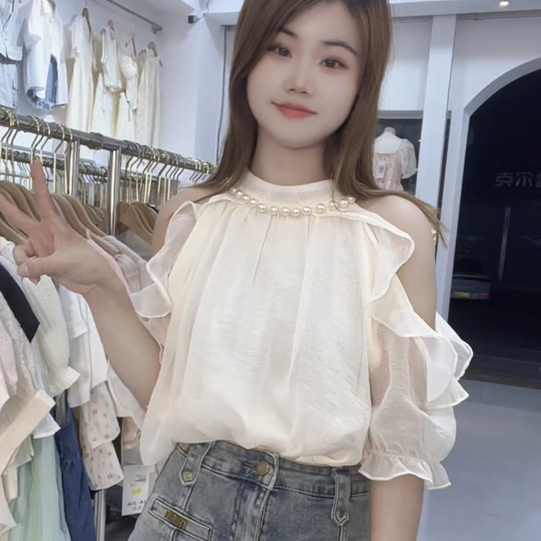 个性珠珠上衣设计感套头小众女上衣时尚法式