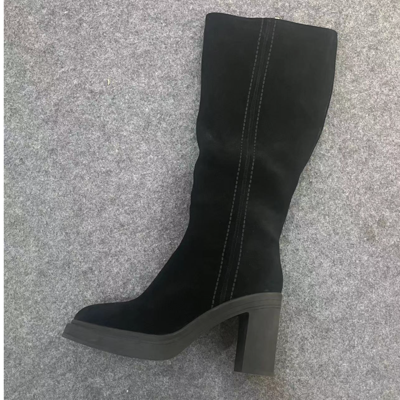 812-11新款冬季时装靴百搭圆头粗跟时尚短靴简约秋冬黑色女鞋女士