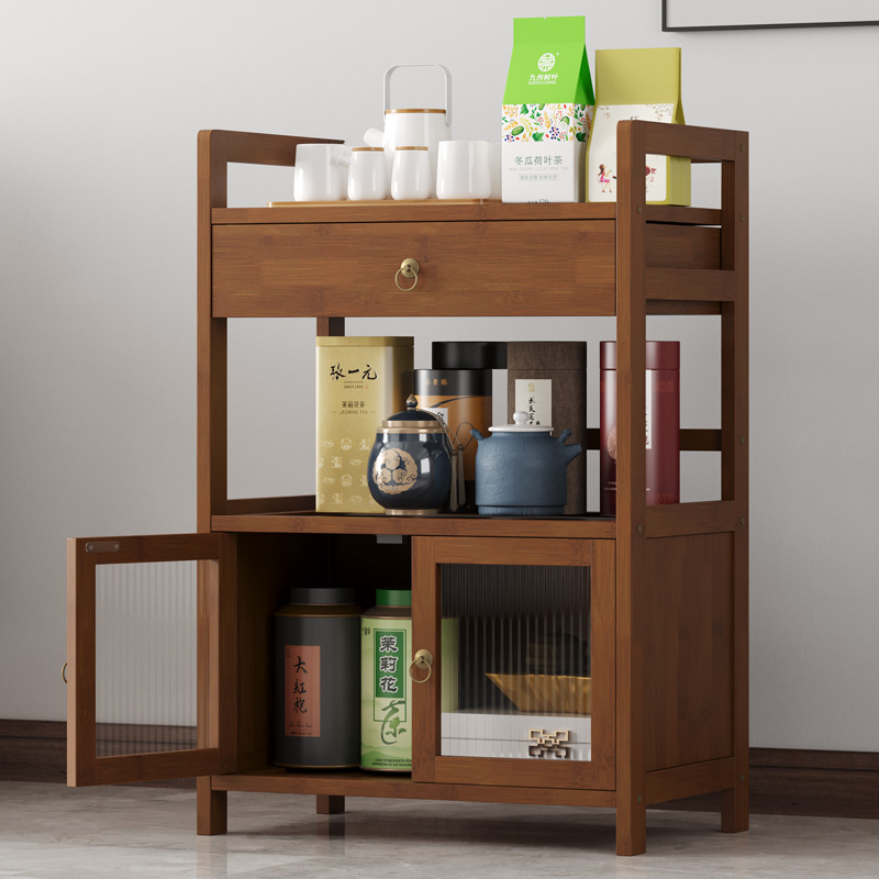 茶水柜茶叶柜餐边柜实木可移动客厅茶具柜子储物柜置物柜收纳架子