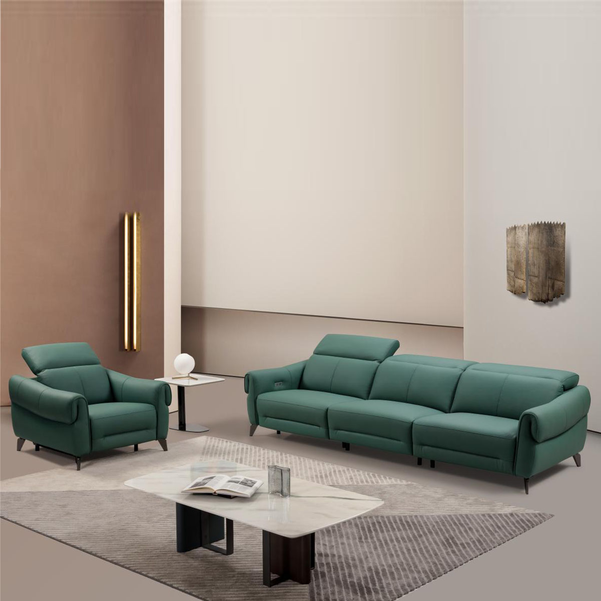 利亚斯 全真皮巴西进口头层黄牛皮功能沙发尺寸2.9x1.0米皮沙发家