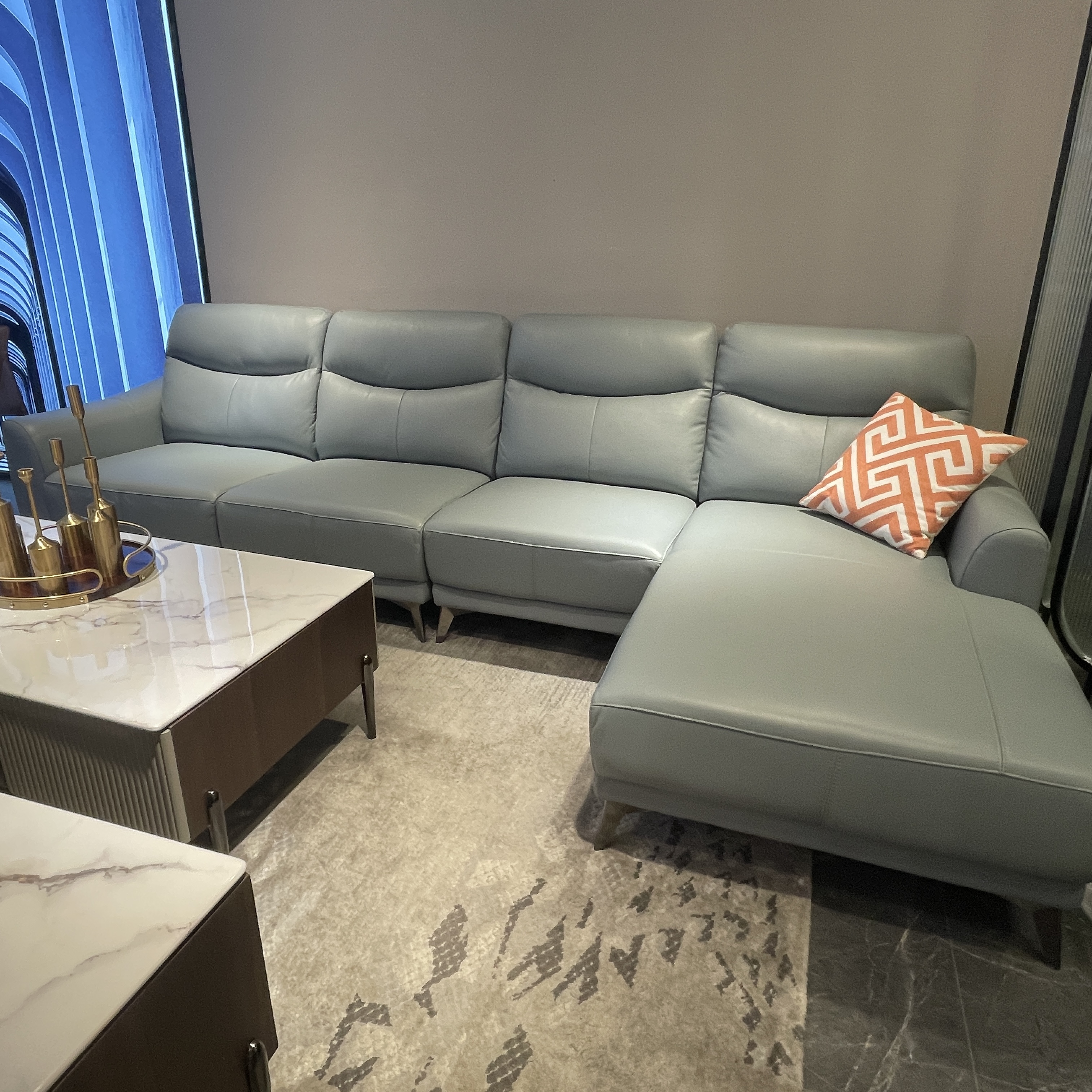 利亚斯利亚斯品牌 巴西进口头层黄牛皮沙发 尺寸3200X900头层牛皮