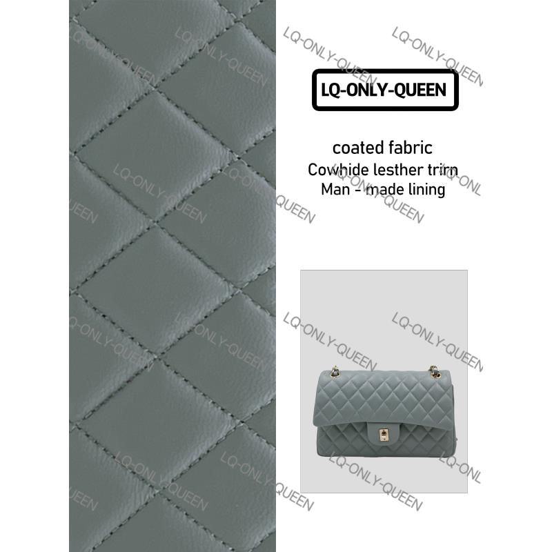 LQ-ONLY-QUEEN手工真皮女包链条菱格羊横灰色