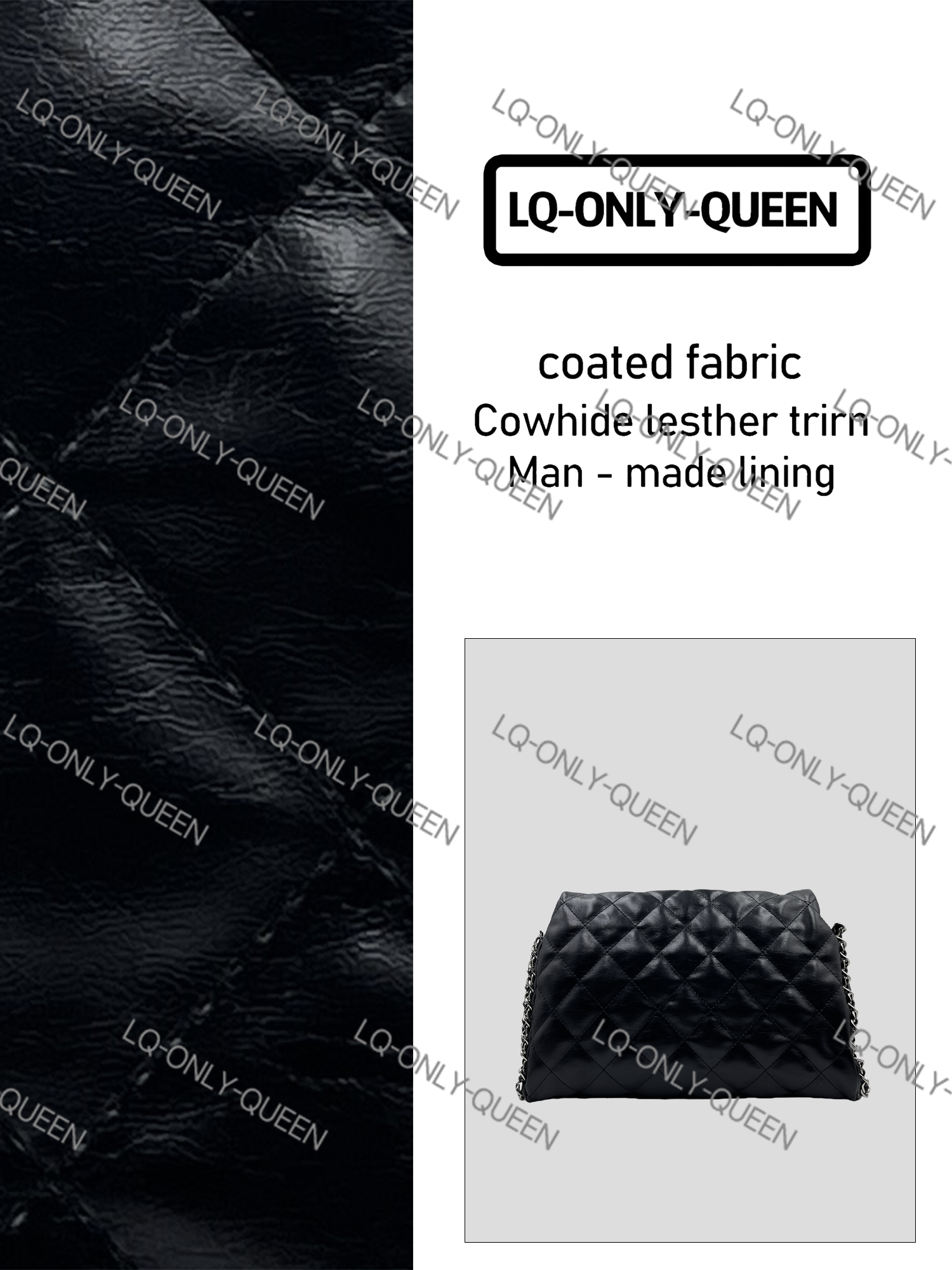 LQ-ONLY-QUEEN手工真皮女包机链条黑色