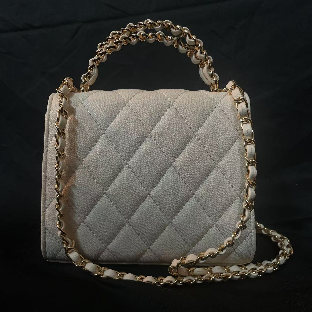 LQ-WITH-QUEEN真皮女包手提方卷白色