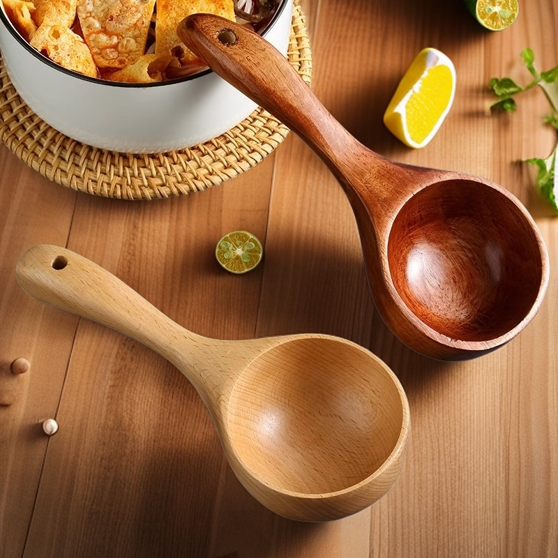 网红吃螺蛳粉大勺日式木质盛汤稀饭粥勺吃播大号汤勺家用舀米水飘