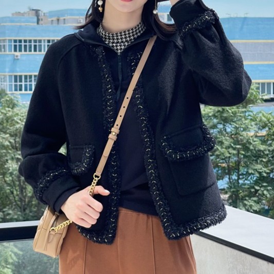 秋冬小香风衣服休闲洋气长袖百搭单排扣小香短款外套女5400312