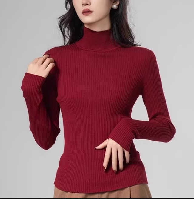 AMASS/阿玛施烟管领长袖网红时尚半高领百搭针织上衣女5399640