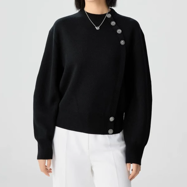 AMASS/阿玛施新颖时尚个性烟管领绵百搭长袖针织衫女5399738