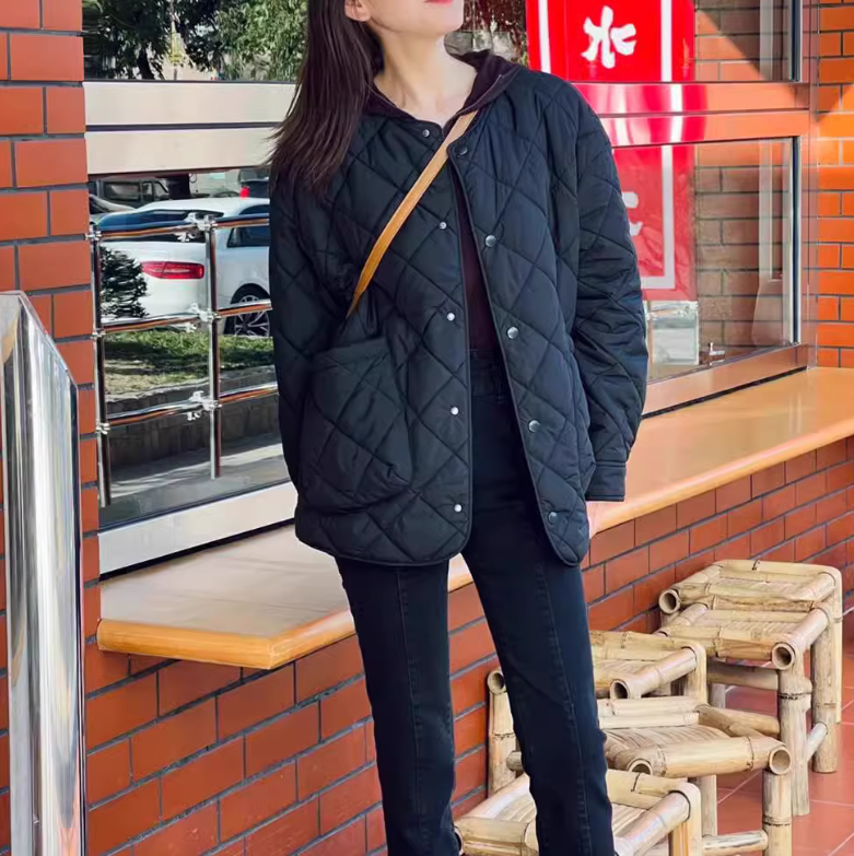 AMASS/阿玛施圆领菱格新雪丽轻薄热力感冬季棉服棉衣外套5400730