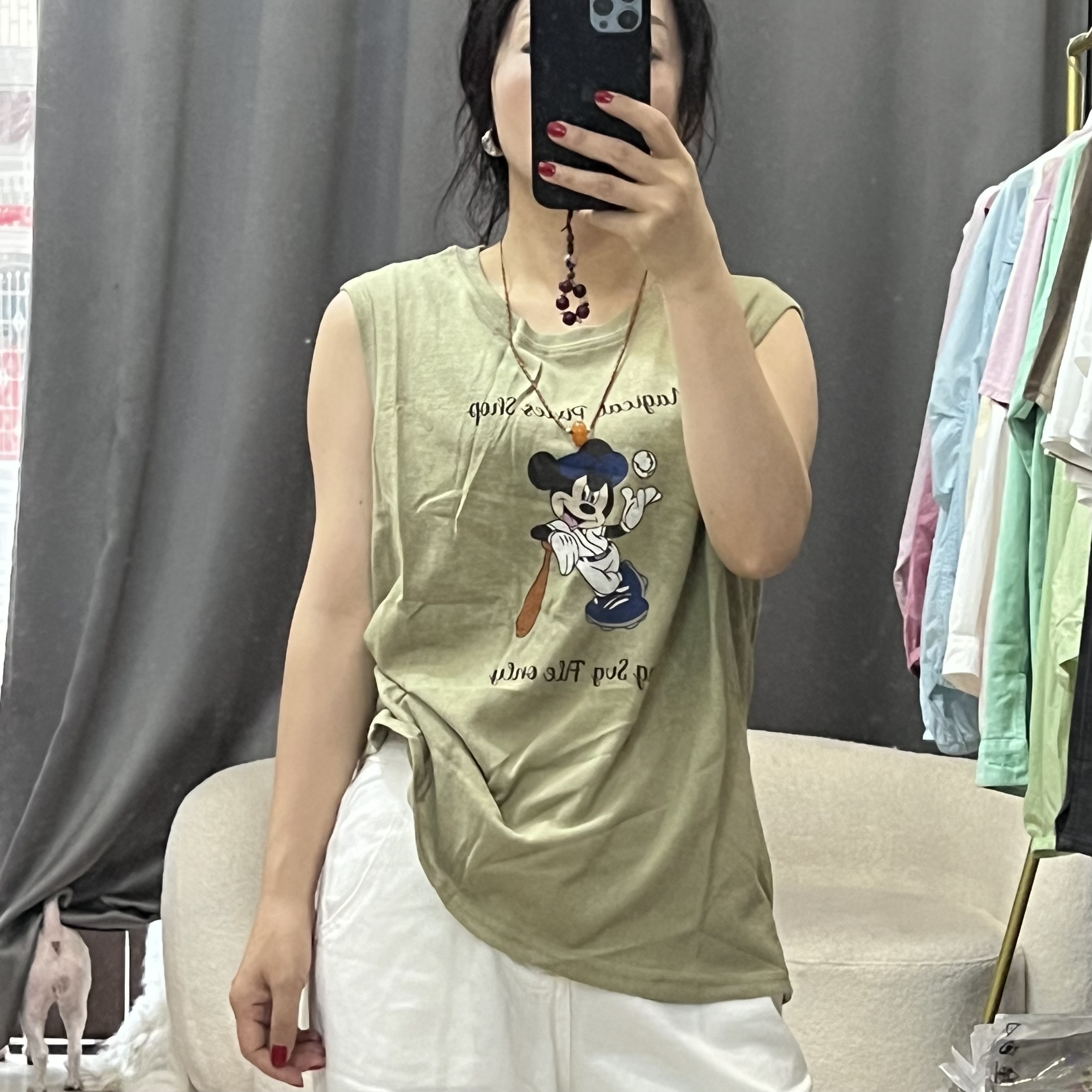 Good  acre  margin/良亩缘宽松休闲背心 绿色+蓝色  33662