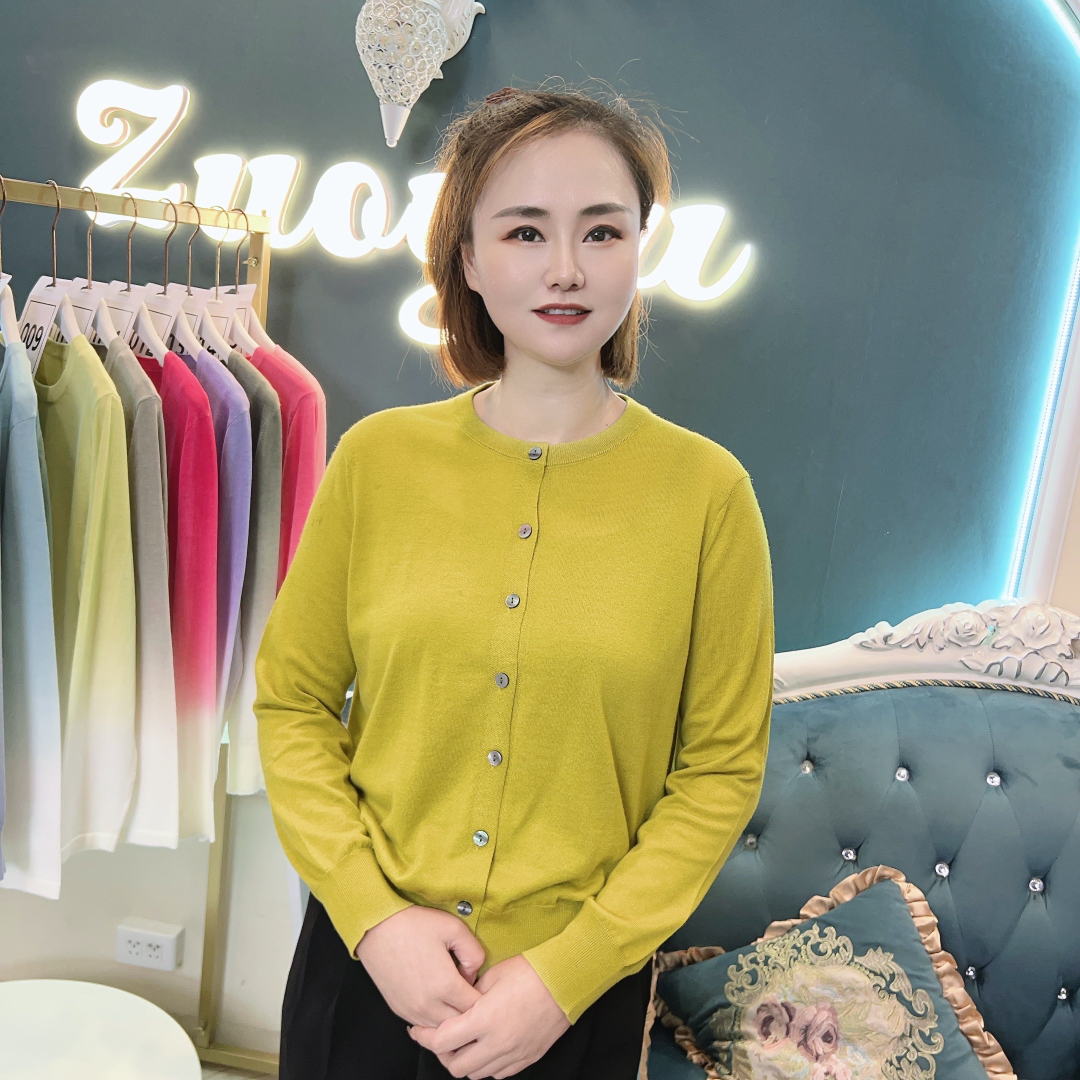 【1959】极简精纺薄款秋款羊毛时尚针织开衫上衣针织衫打底