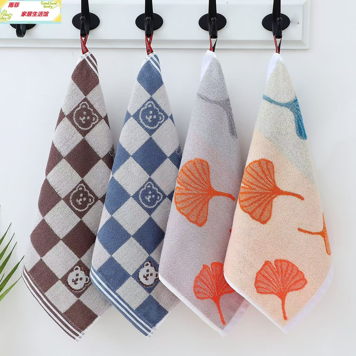 工厂直发纯棉方巾洗脸家用柔软吸水挂式全棉面巾34*34厘米