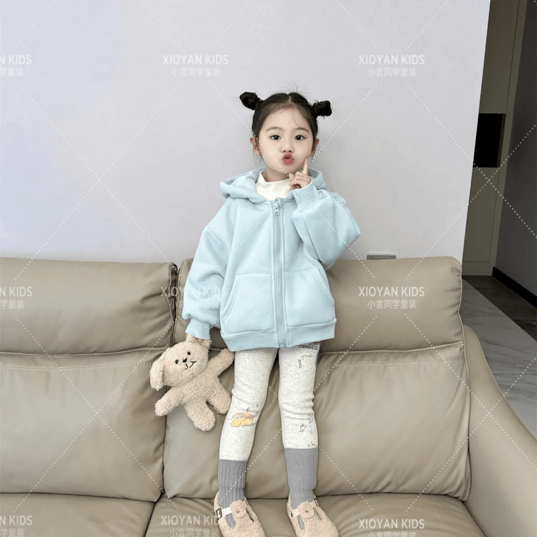 女童套装2025秋冬新款洋气宝宝冬季加绒加厚韩版连帽卫衣开衫外套